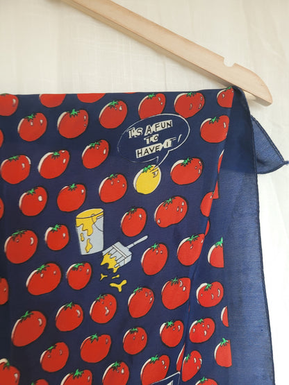 🍅 The Painted Tomato - vintage silk scarf with tomato pattern