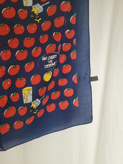 🍅 The Painted Tomato - vintage silk scarf with tomato pattern