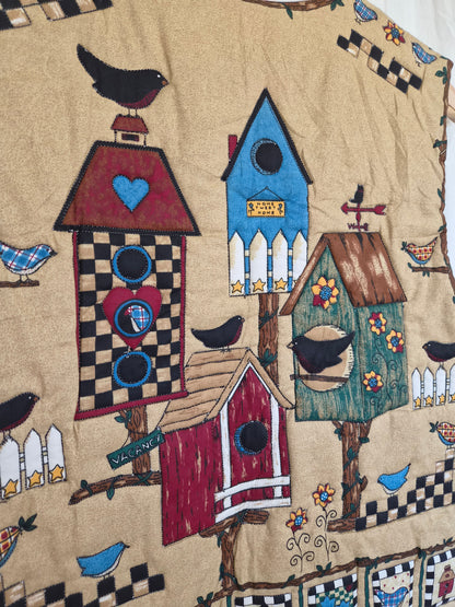 🪺 Home Is Where the Birds Sing - vintage handmade quilted gilet with birds - size L