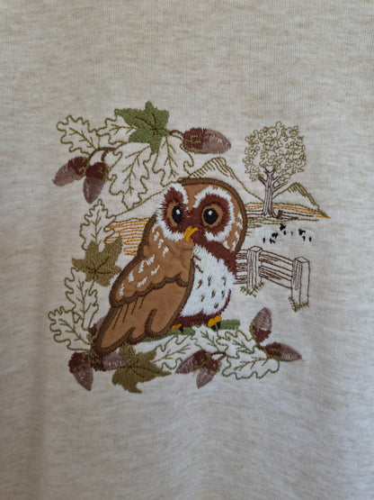 🦉 Wise Eyes - vintage crewneck sweater with embroidered owl (Perfectly Imperfect) - size M