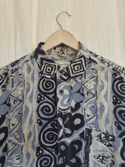 🌊 Silky Waves - vintage silk shirt with different patterns - size L (men's sizing)