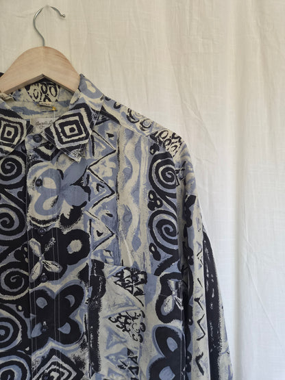 🌊 Silky Waves - vintage silk shirt with different patterns - size L (men's sizing)