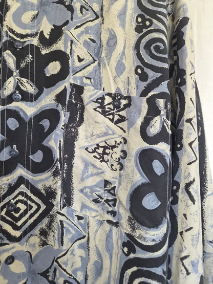 🌊 Silky Waves - vintage silk shirt with different patterns - size L (men's sizing)