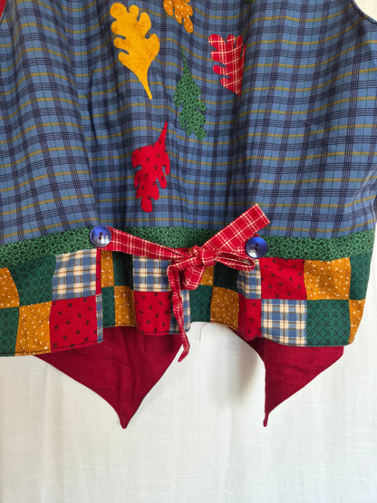 ✏️ Notes from the Classroom - vintage handmade gilet with schoolish patterns - size