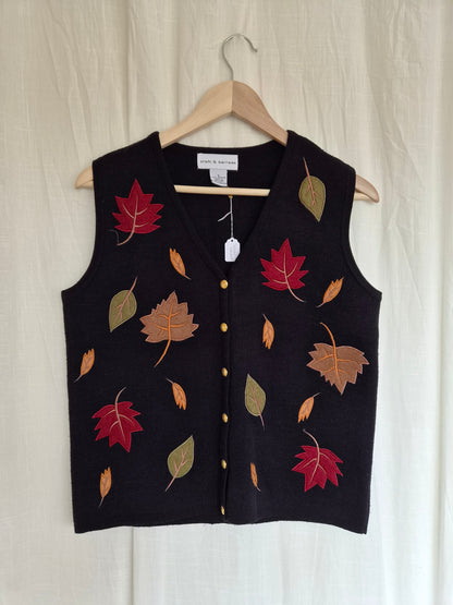🍁 The First Fallen Leaves - vintage spencer with leaves - size S