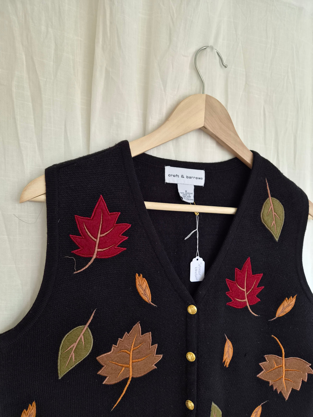 🍁 The First Fallen Leaves - vintage spencer with leaves - size S