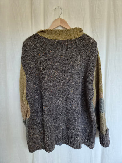 🧶 The Woollen Woodland - vintage 100% wool cardigan with tree landscape - size XL