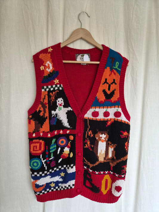 👻 The Haunted Halloween - vintage spencer with various Halloween images - size M