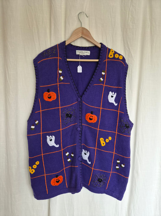 🎃 The Little Haunted Collection - vintage spencer/cardigan with various Halloween images - size XXL