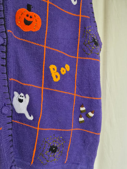🎃 The Little Haunted Collection - vintage spencer/cardigan with various Halloween images - size XXL
