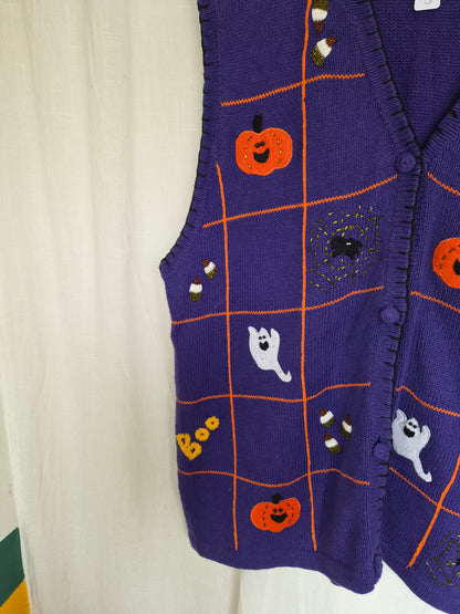 🎃 The Little Haunted Collection - vintage spencer/cardigan with various Halloween images - size XXL