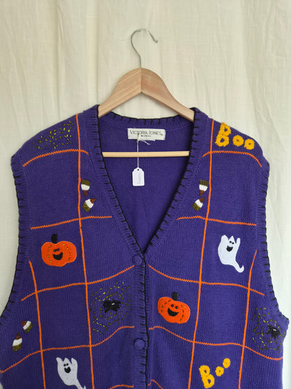 🎃 The Little Haunted Collection - vintage spencer/cardigan with various Halloween images - size XXL