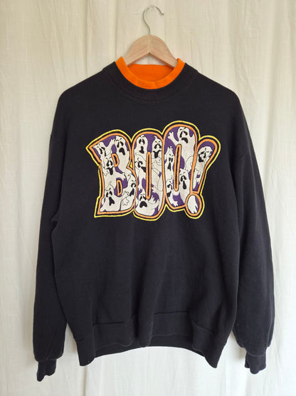 👻 A Little Bit of BOO - black vintage crewneck sweater with Halloween details - size L