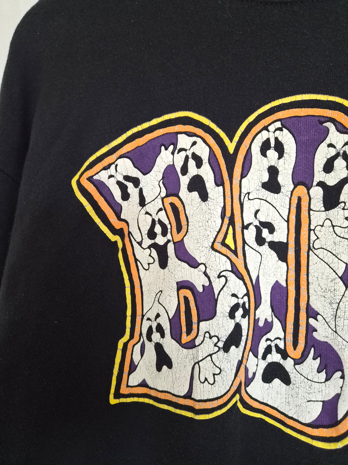 👻 A Little Bit of BOO - black vintage crewneck sweater with Halloween details - size L