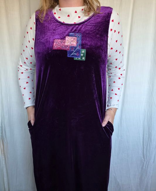 💜 Velvet Dreams - vintage long purple velvet dress - size M/L