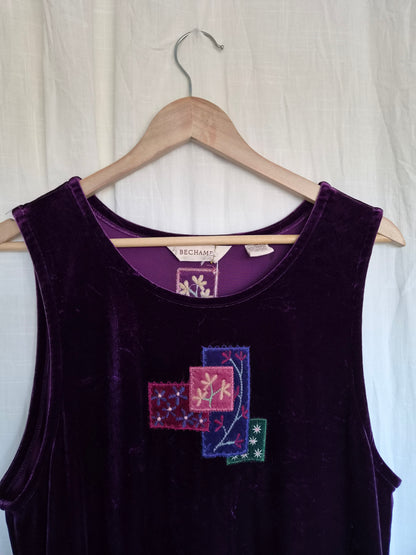 💜 Velvet Dreams - vintage long purple velvet dress - size M/L