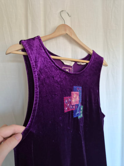 💜 Velvet Dreams - vintage long purple velvet dress - size M/L