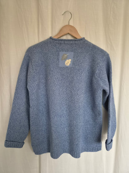 🍃 The Frosted Leaf Collection - vintage Tulchan knit with embroidered leaves - size L