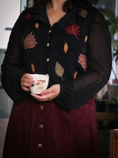 🍁 The First Fallen Leaves - vintage spencer with leaves - size S