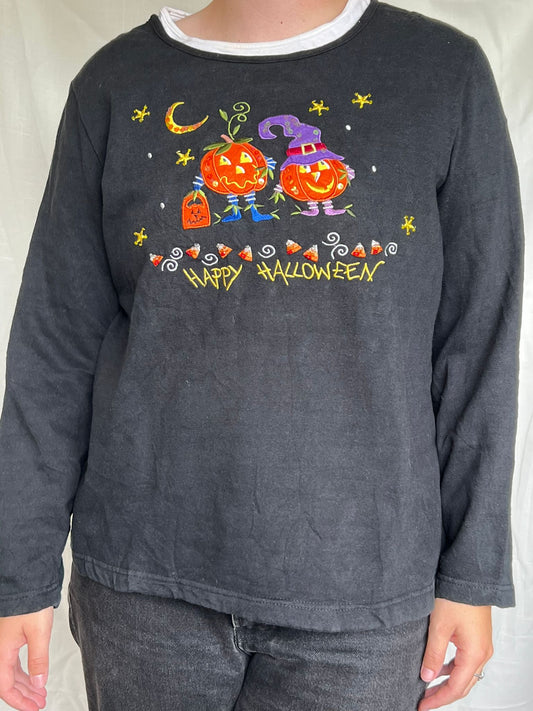 Glitter & Gourd Magic ✨ - vintage Halloween crewneck sweater - size L/XL