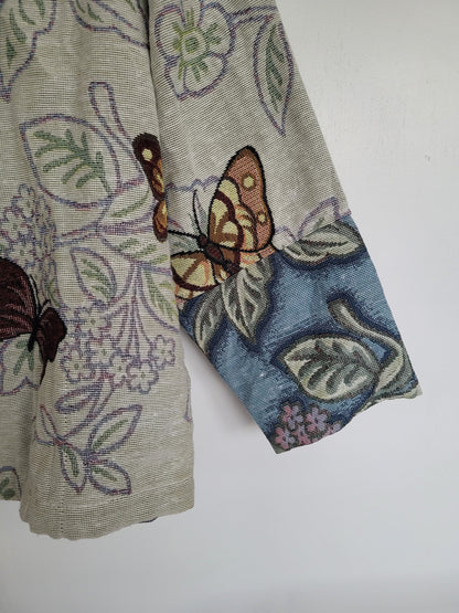 Wings & Whispers 🦋 - vintage geweven jasje met vlinder patroon - maat M-L-XL