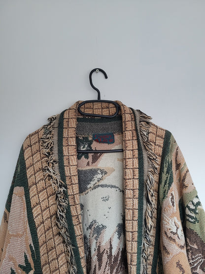 The Warren Coat 🐇 - vintage tapestry jas met afbeeldingen van konijnen - maat M/L