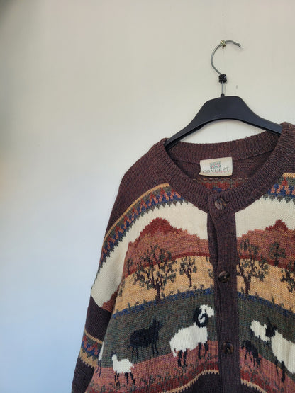 The Sheperd's Tale 🐑 - vintage wollen vest met afbeeldingen van schapen en honden