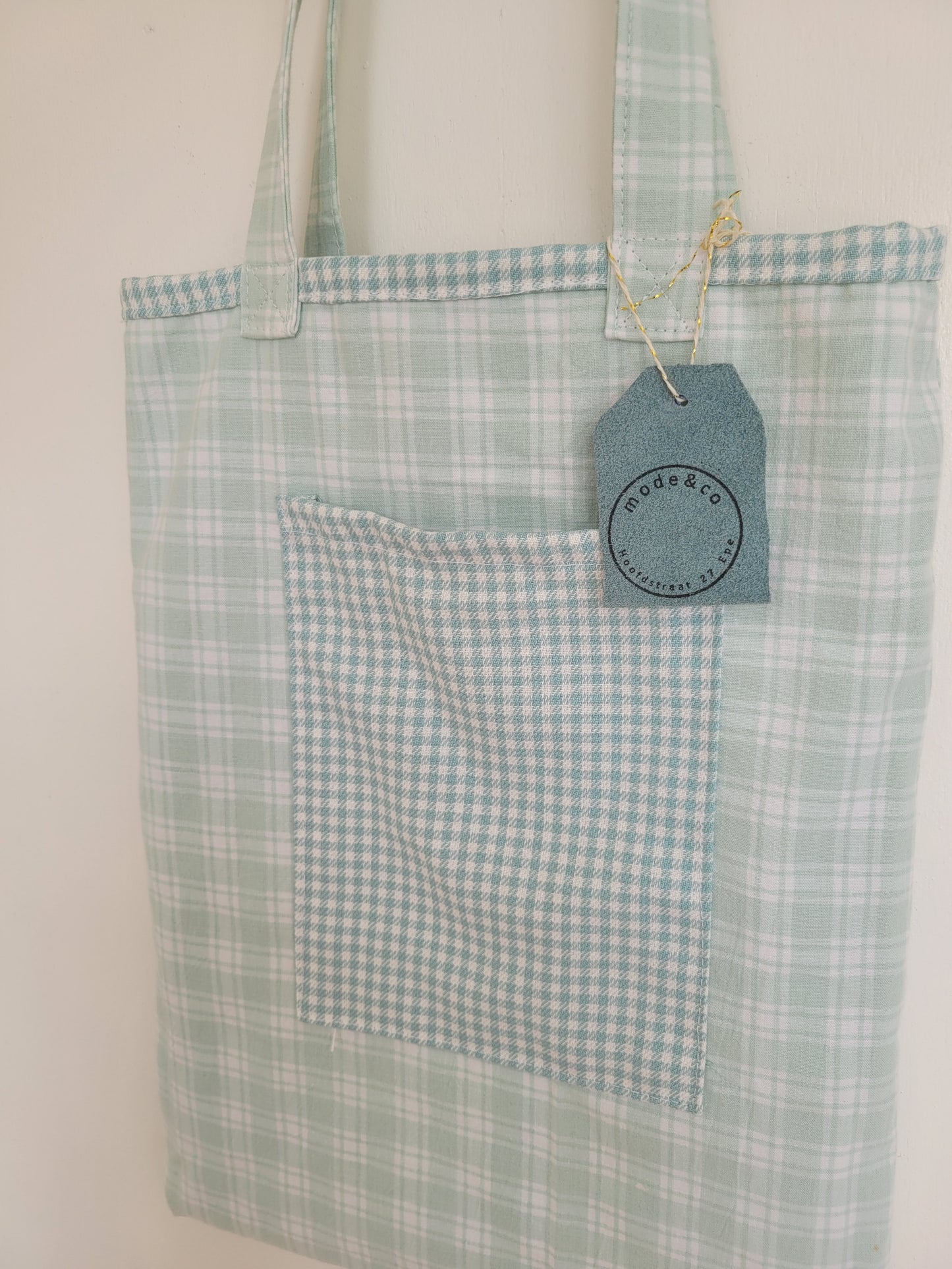 The Reversible Bag - handgemaakte totebag van vintage ginghamstof