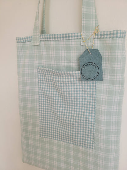 The Reversible Bag - handgemaakte totebag van vintage ginghamstof