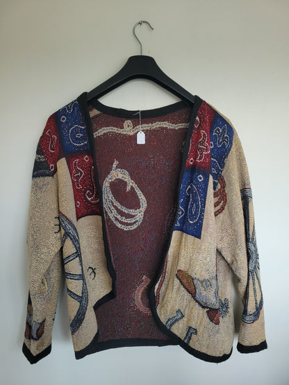 Cowboy’s Keepsake 🤠 - vintage tapestry jasje met verschillende western/cowboy afbeeldingen - maat L