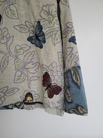 Wings & Whispers 🦋 - vintage geweven jasje met vlinder patroon - maat M-L-XL