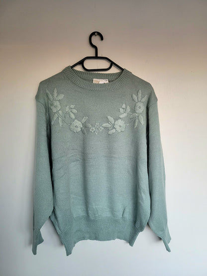 Soft Blue Flowers trui - M