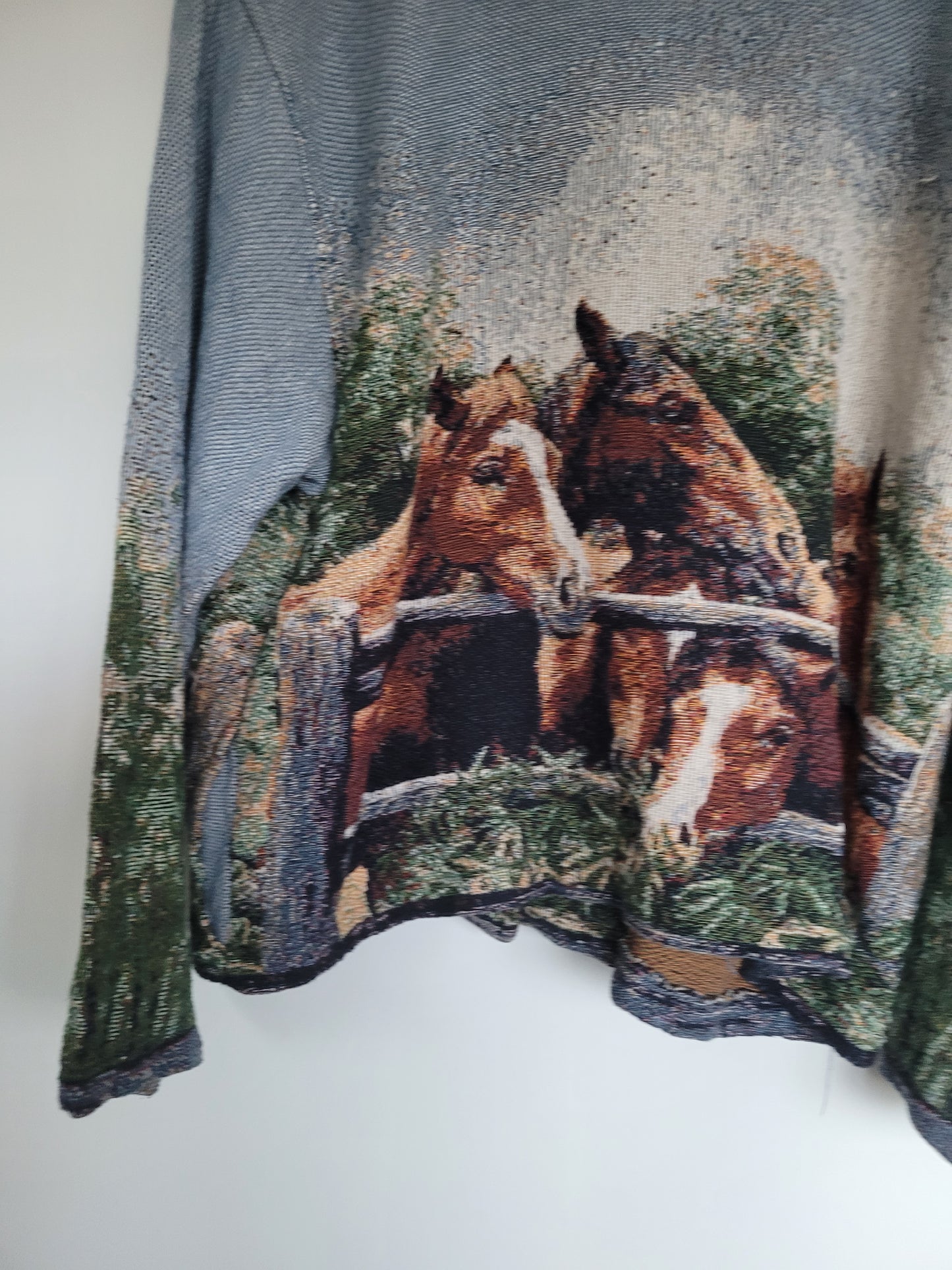 Steeds of the Valley 🐎 - vintage tapestry jas met prachtige paarden afbeelding