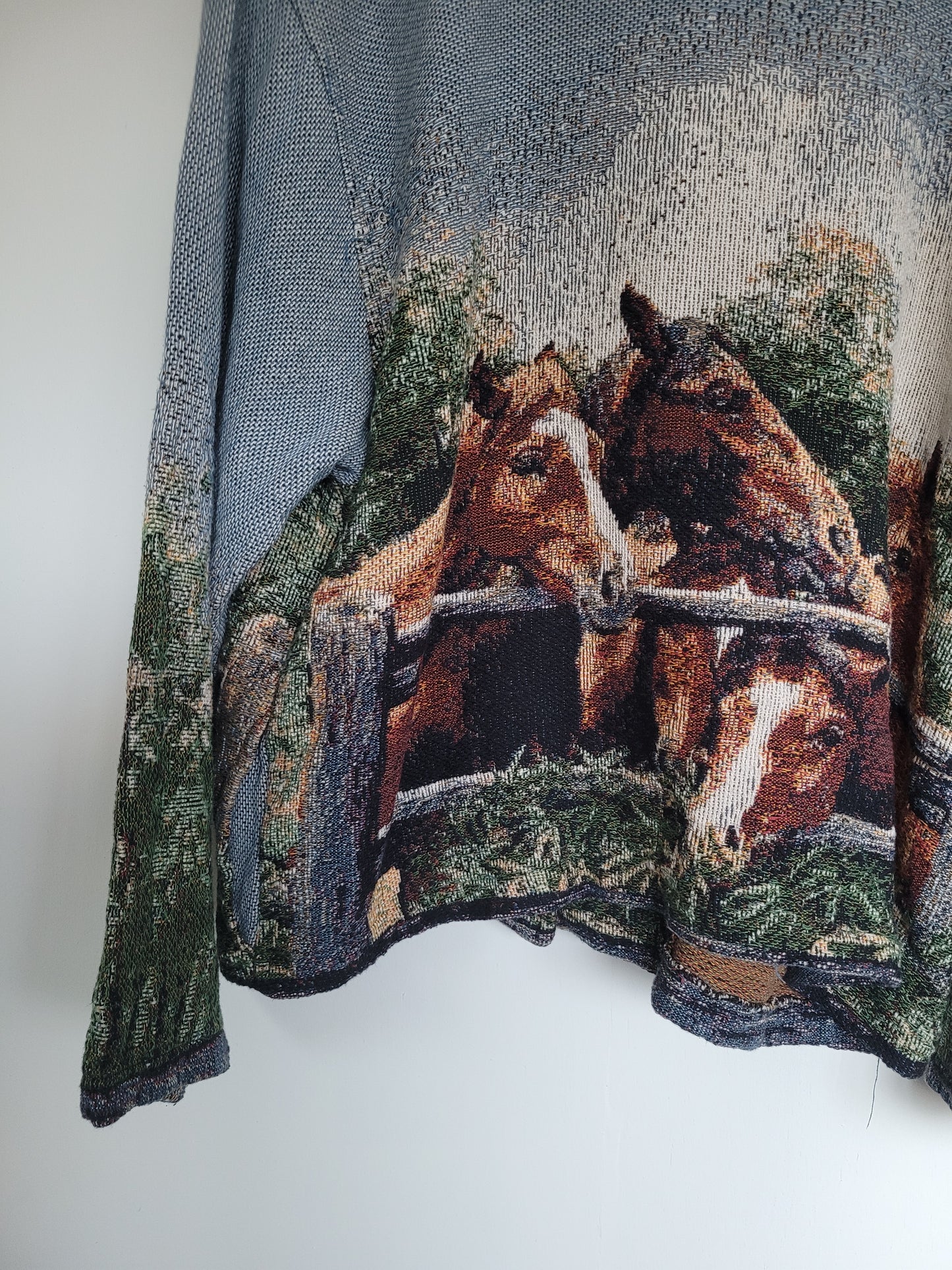 Steeds of the Valley 🐎 - vintage tapestry jas met prachtige paarden afbeelding