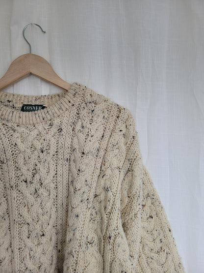 ☕ Morning Stillness - Aran knitted sweater - size L/XL