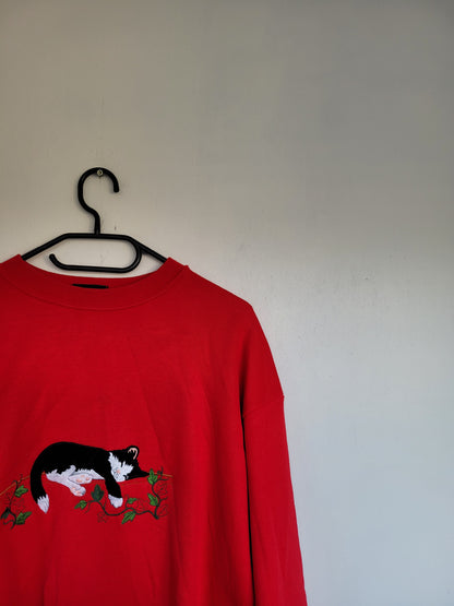 Rode katten sweater - L