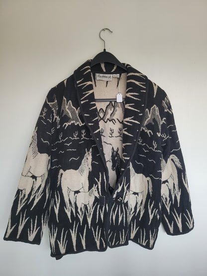 Desert Riders 🌵 - vintage tapestry jasje met paarden in een western landschap - maat M