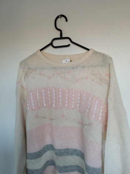 Soft Pink Blossoms trui - M
