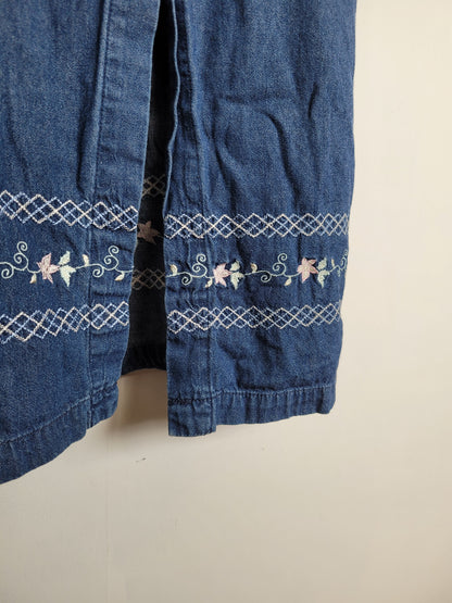 Denim bloemen jurk - M