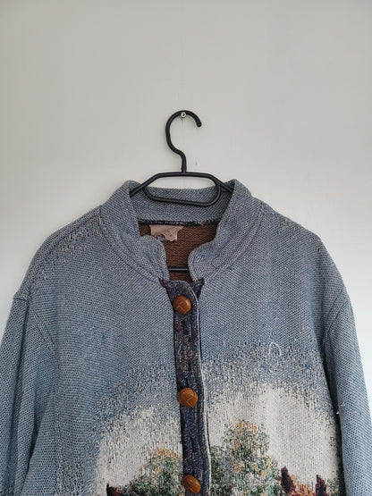 Steeds of the Valley 🐎 - vintage tapestry jas met prachtige paarden afbeelding