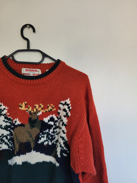 Valley Watch 🦌 - vintage trui met afbeelding van een hert - maat L