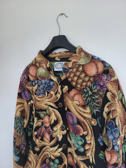 Baroque Botanica - vintage tapestry jasje met prachtige fruit print - maat L