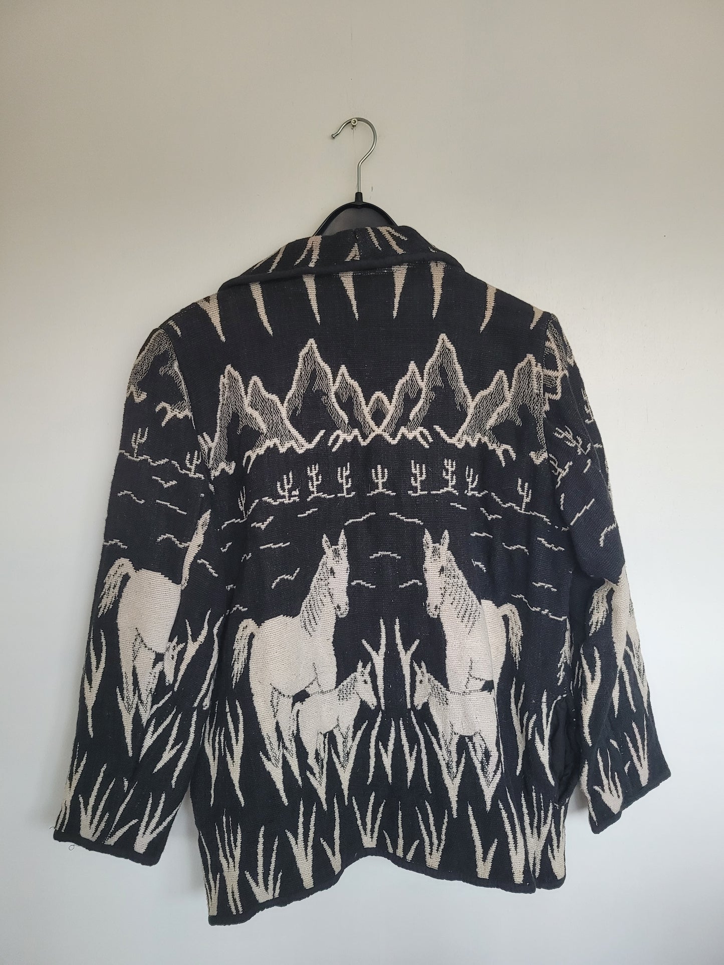 Desert Riders 🌵 - vintage tapestry jasje met paarden in een western landschap - maat M