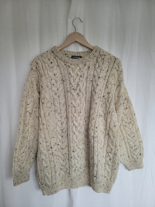☕ Morning Stillness - Aran knitted sweater - size L/XL