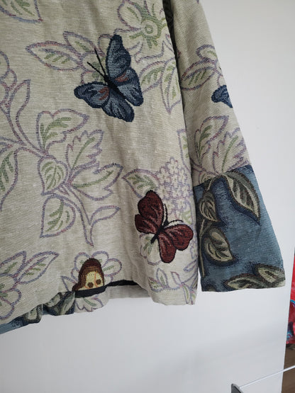 Wings & Whispers 🦋 - vintage geweven jasje met vlinder patroon - maat M-L-XL