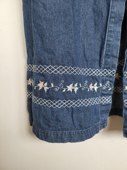 Denim bloemen jurk - M