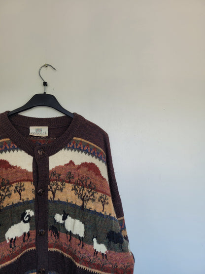 The Sheperd's Tale 🐑 - vintage wollen vest met afbeeldingen van schapen en honden