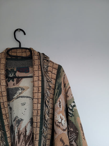The Warren Coat 🐇 - vintage tapestry jas met afbeeldingen van konijnen - maat M/L