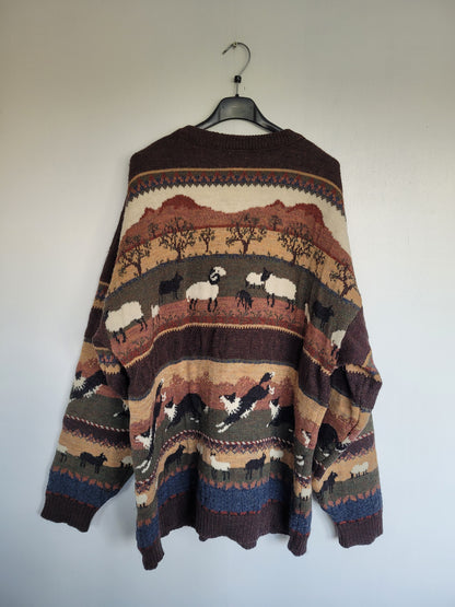 The Sheperd's Tale 🐑 - vintage wollen vest met afbeeldingen van schapen en honden