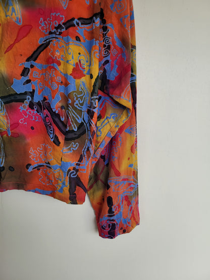 Tropisch gekleurde blouse - L